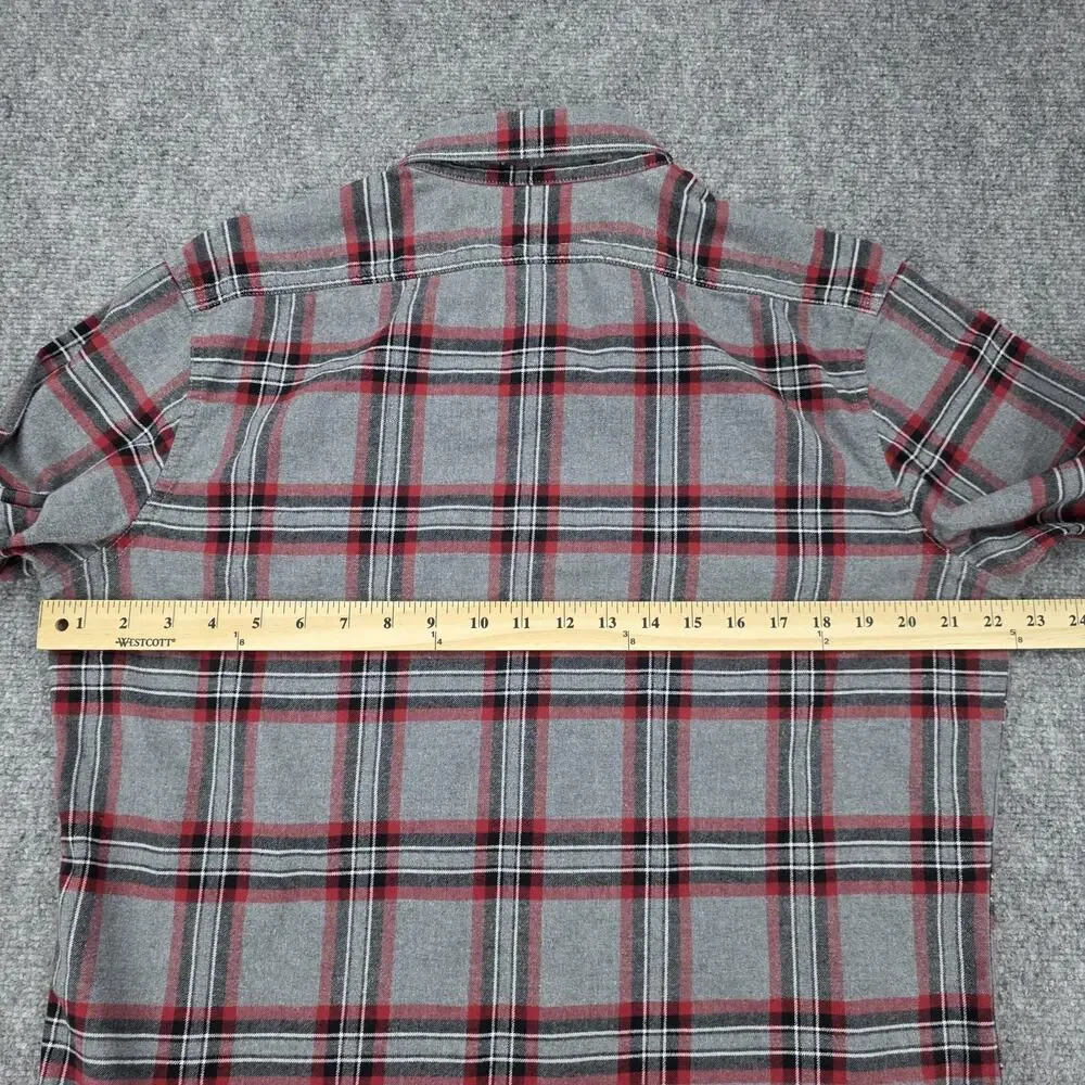 Banana Republic Shirt Mens Tall Medium Gray Plaid Flannel Untucked Standard Fit